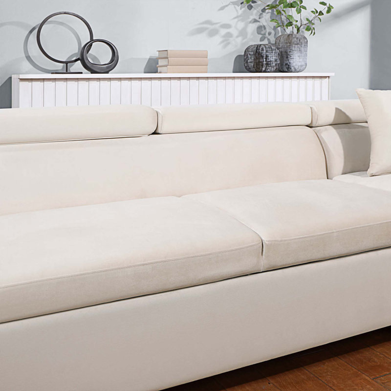 Méridienne sans accoudoirs de 104,72 po Harrower, Tissu beige