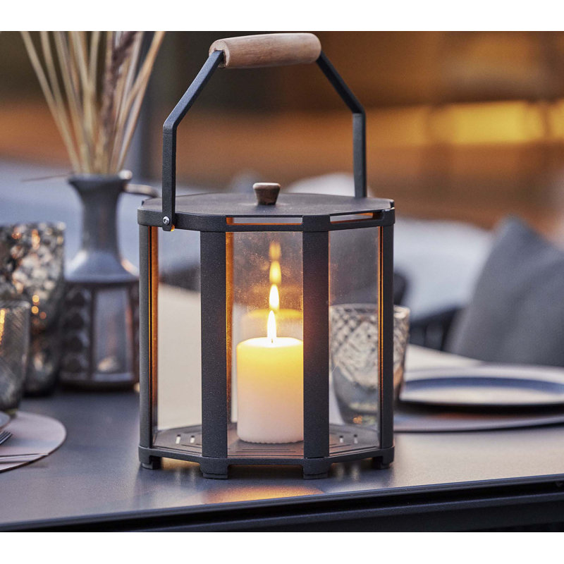 Lightlux Lantern with Teak Handle Extra Small, 10.2" H x 9.8" W x 9.8" D