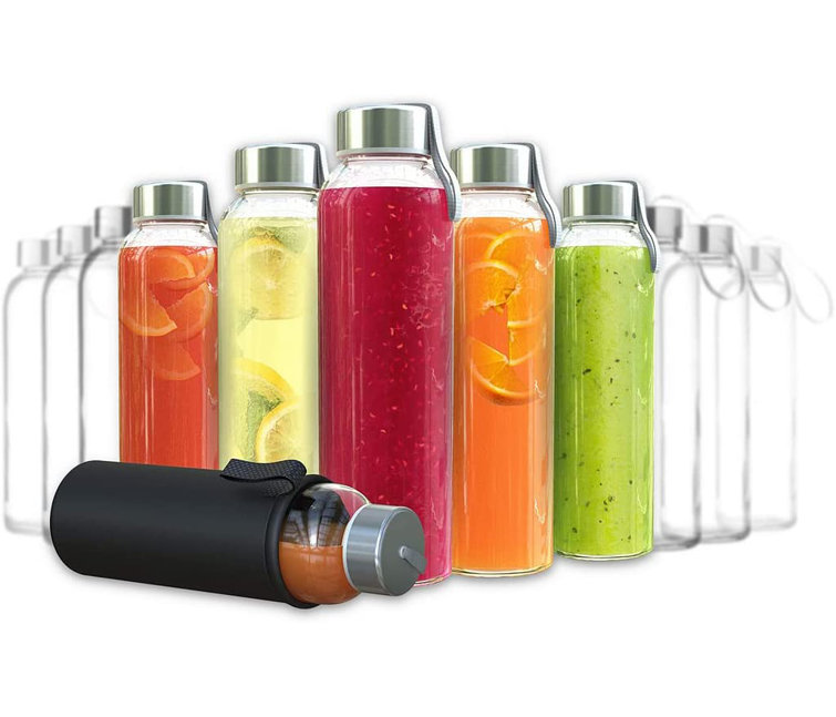 All About Juicing Juice Shot Bottles Set - Wide Mouth for Juicing, Beverage  Storage, Liquids, 2 oz, clear glass with White caps, Reusable, Leak Pr