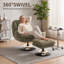 Upholstered Chenille Swivel Lounge Chair With Footstool-926964007