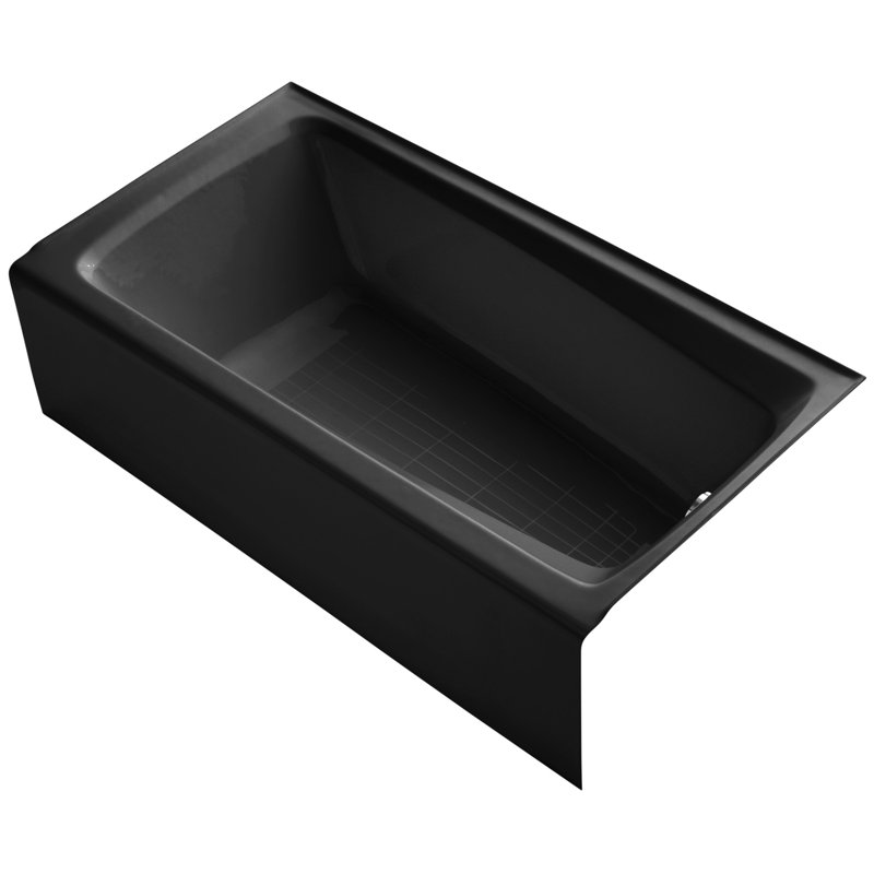 Mendota 60" x 32" Soaking Bathtub, Black, Right