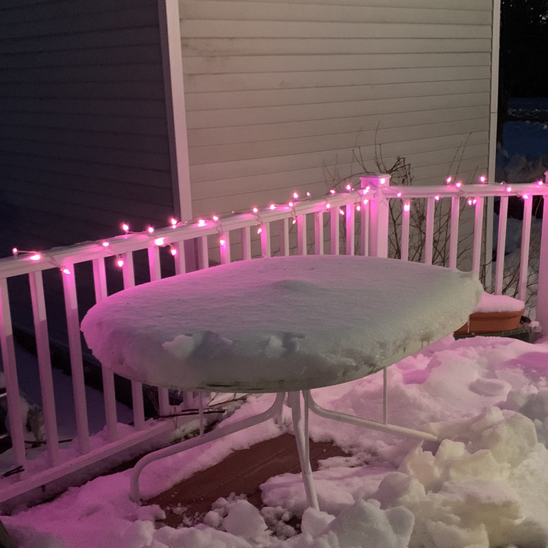 100 LED Mini Christmas Lights - 33 ft Wire, Pink/White