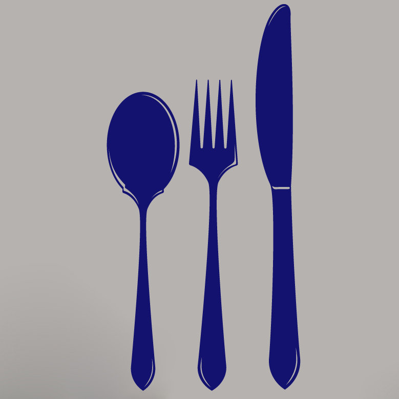 Adhésif décoratif cuillère fourchette, Bleu marine