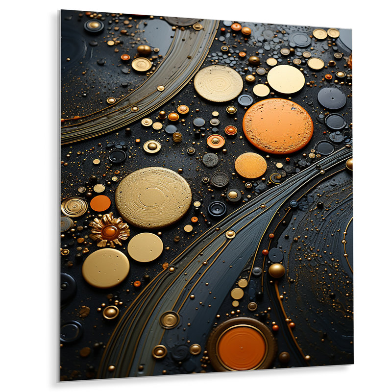 Décoration murale en métal doré gris industriel élégant III - Collages abstraits, H 20 po x l 12 po x P 1 po