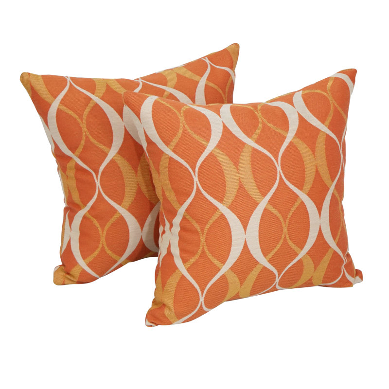 Premium Jacquard Outdoor Cushions Outdoor Square Pillow Cover & Insert, Orange
