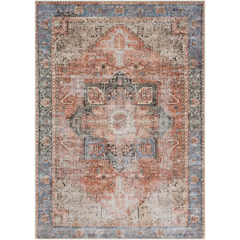 Tapis oriental lavable à la machine Mya, Rectangle 6 pi 7 po x 9 pi