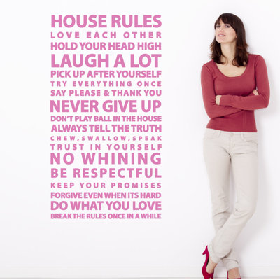 Décalcomanie murale citation "house rules"