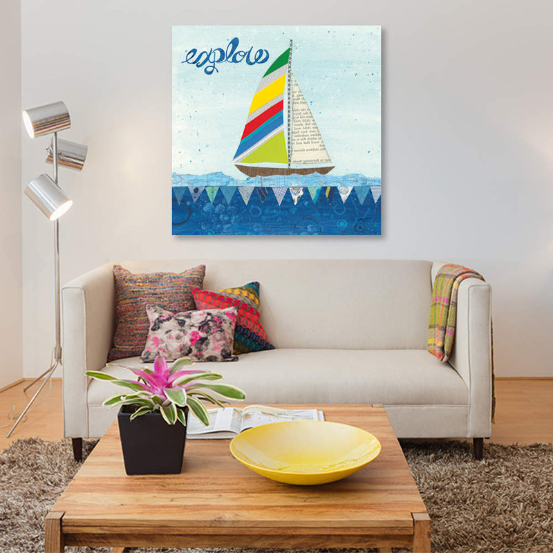 « arc-en-ciel spinnakers iv », impression sur toile, H 26 po x l 26 po x P 1,5 po, Toile avec cadre noir, Pas de tapis