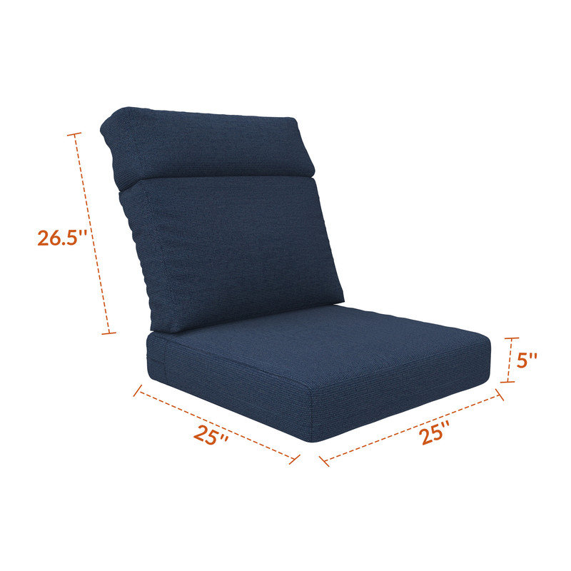 Coussin Sunbrella intérieur / extérieur à assise profonde, Spectre indigo