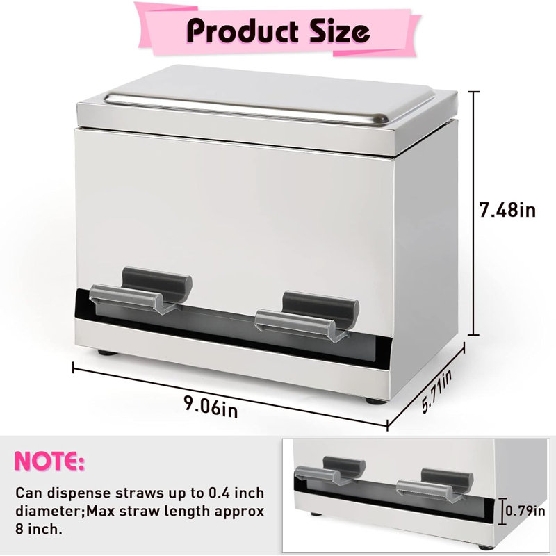 Porte-distributeur de paille en acier inoxydable avec distributeur de paille réutilisable pour couvercle de bar en métal