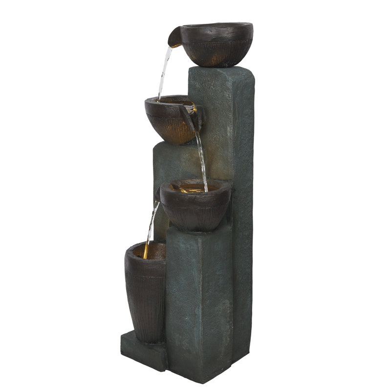 4-Tier Bowls Cascading Fountain with LED Lights