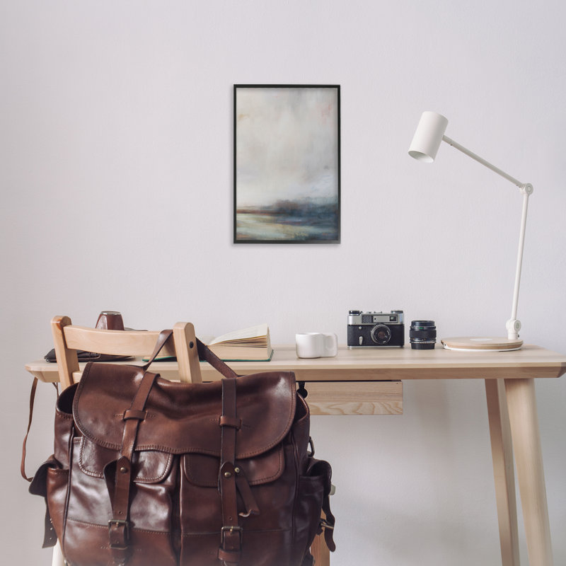 «Misty Gray Landscape», estampe numérique par Simon Addyman, Giclée encadrée noir minuit, H 24 po x l 16 po