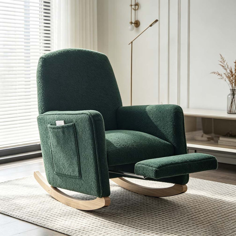 Chaise berçante Adeebah, Lin chameau, Brun