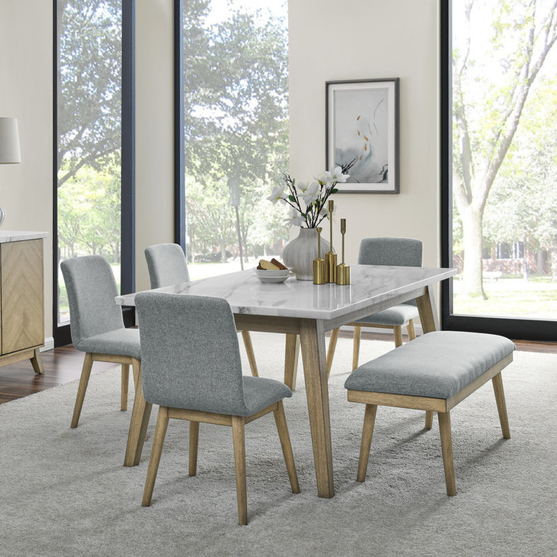 Lucia 72" Genuine Marble Dining Table, Brown