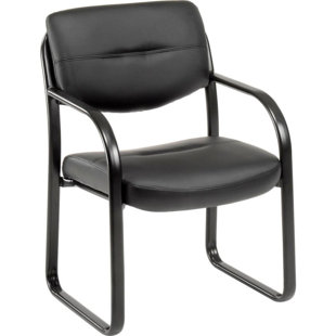 Leather Seat Waiting Room Chair with Metal Frame