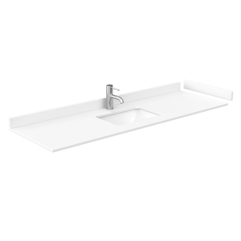 Plateau de meuble-lavabo simple 66 po en marbre de culture avec lavabo, Blanc