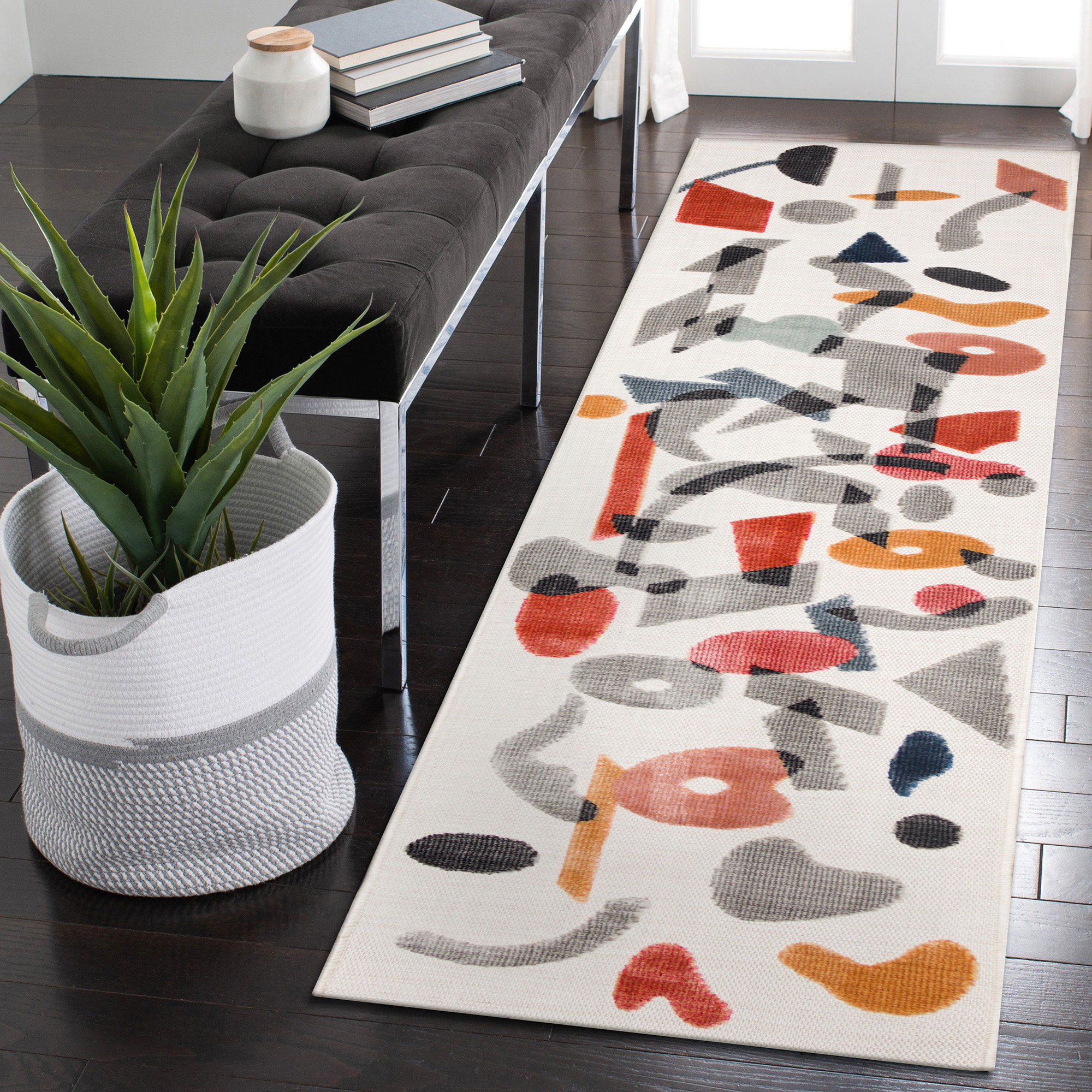 Orren Ellis Modern Area Rug Mobile Indoor/Outdoor Rug Ivory - Wayfair ...