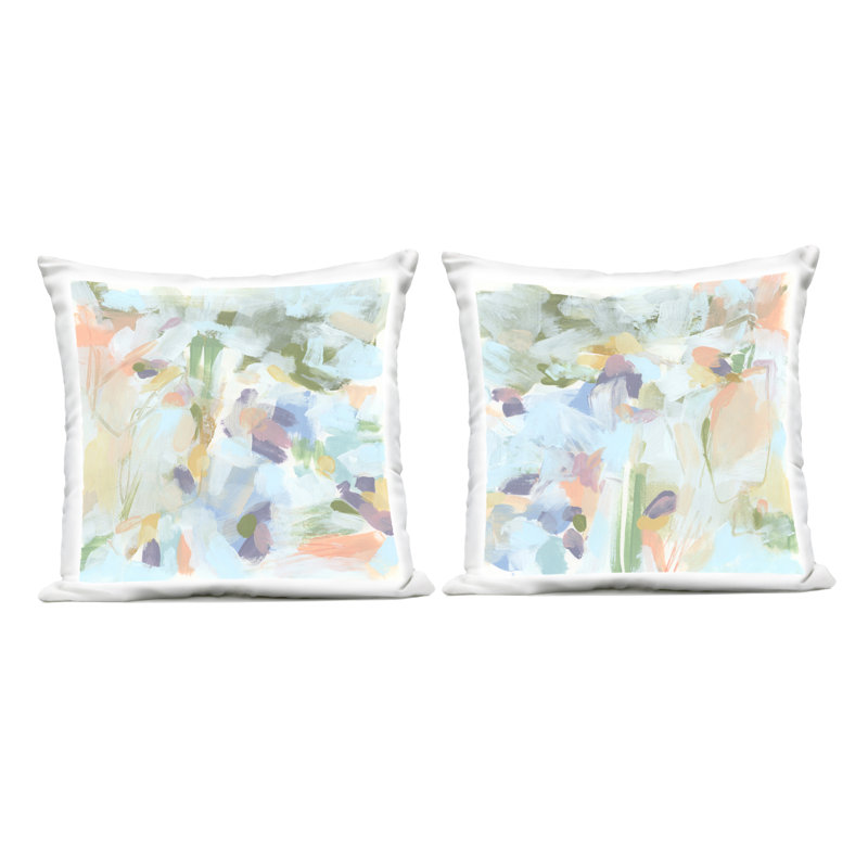 Coussin d'extérieur Stupell Industries Pastel Abstract Expressions par June Erica Vess (ensemble de 2)
