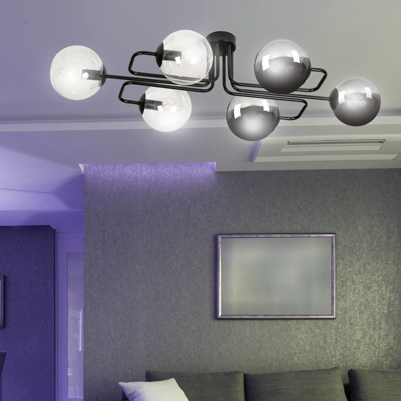 Cadesia Glass Semi Flush Mount, Graphite/Transparent