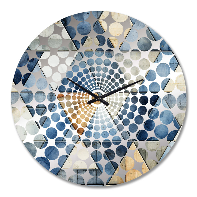 Rustic Cobalt Triangle Symphony - Geometric  Wall Clock, Extra Large