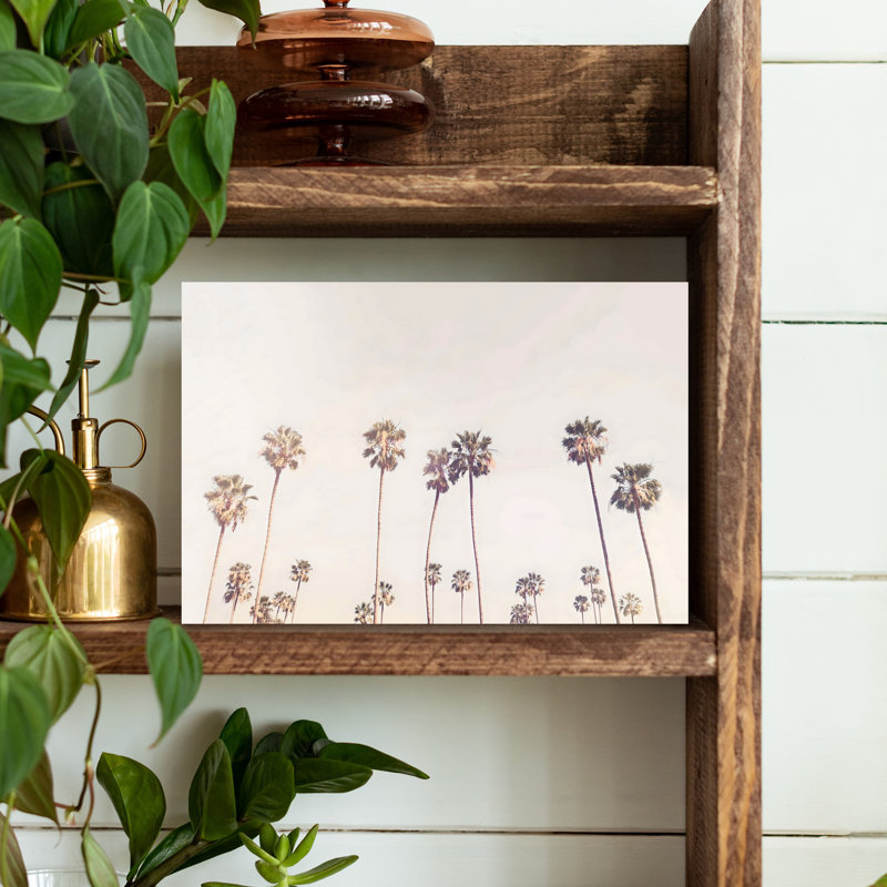 «Sunny Cali Palm Tress», art mural contemporain abstrait, H 12 po x l 18 po
