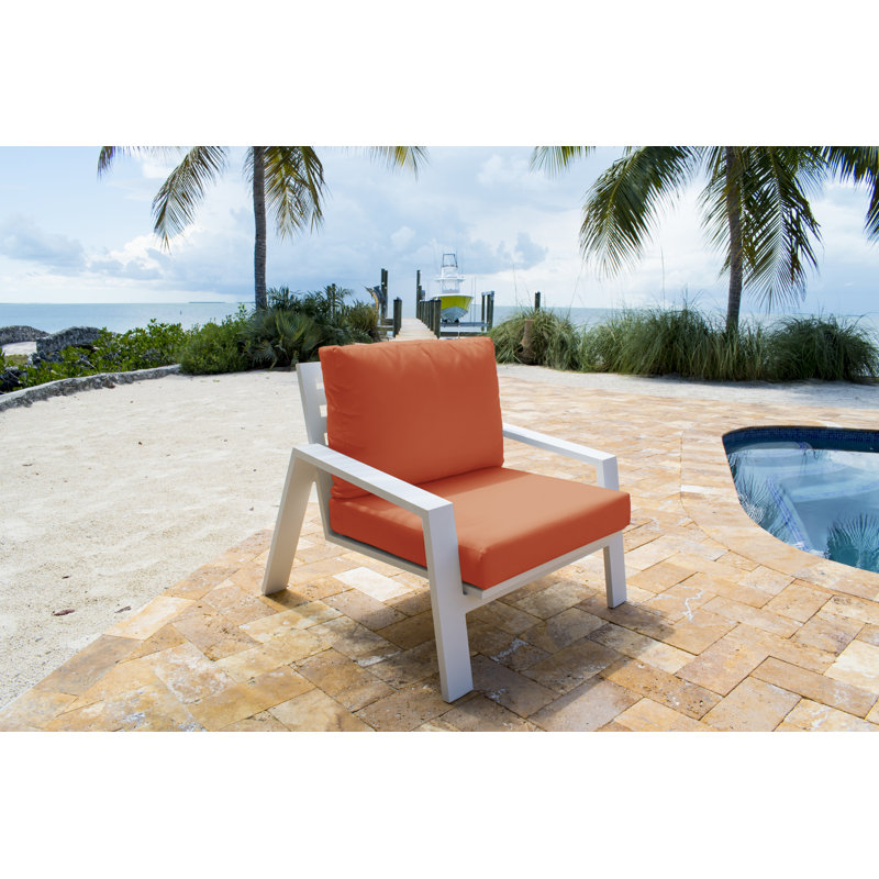 Mykonos Powder Coated Aluminum Outdoor Lounge Chair, Canvas Brick Sunbrella® Canvas