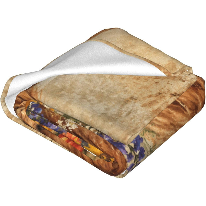 Couverture en flanelle douce et moelleuse à motif de vaches fleuries, 152 x 203 cm, 60 po x 80 po
