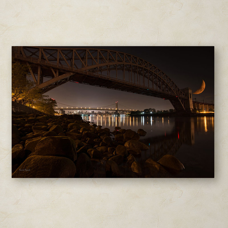 "Hells Gate and RFK Bridge - NYC" by David Ayash Photographic Print on Wrapped Canvas, 12" H x 19" W x 2" D