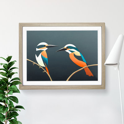 Abstract Kingfisher Birds - Framed Print