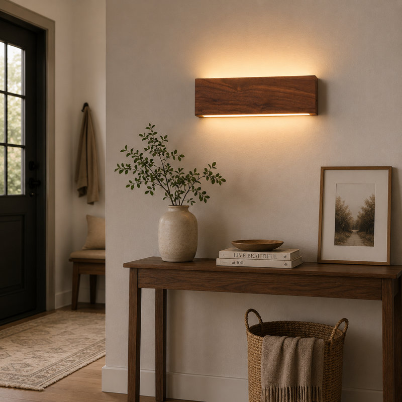 Black Walnut Linear LED Touch Wall Sconce