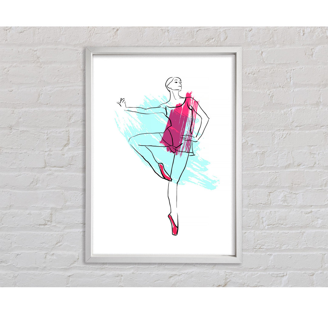 Blau Rosa Ballerina 2 - Einzelner Bilderrahmen Kunstdrucke auf Leinwand