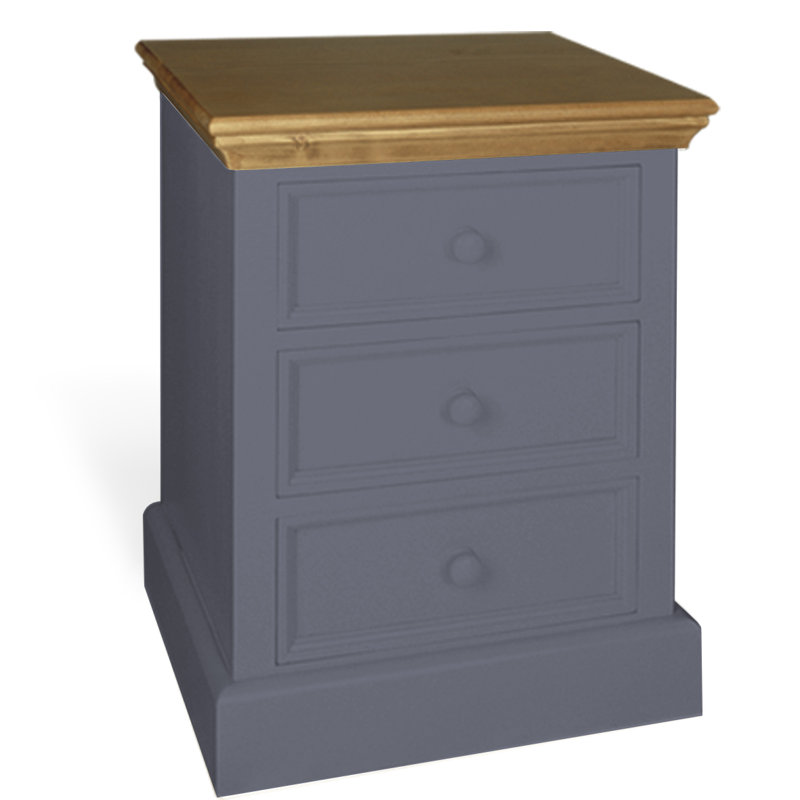 Beachwood 51 cm W Solid Wood Bedside Table, Royal Blue/Brown