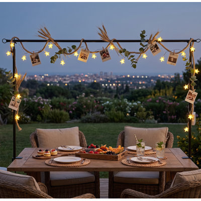 Adjustable Over-The-Table Arch Rod Stand (W 49"–78", H 31.5"–51.18"), Metal Event Backdrop Frame For Birthday, Wedding & Party Decor, Fits Tables Up To 3.54" Thick, Indoor & Outdoor Use, Star
