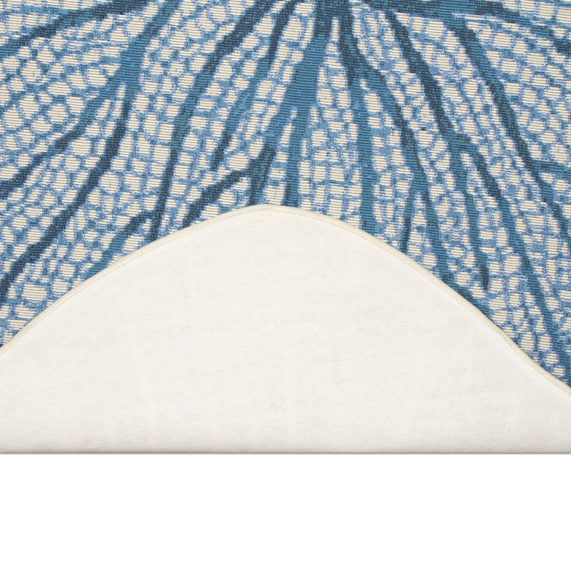 Ahman Abstract Polyester Non-Skid Kitchen Mat, Round 3'3", Navy/Blue