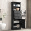 Grande armoire de rangement noire avec 3 tiroirs et tablettes réglables pour salle de bain, bureau, bureau et intérieur, panneau de fibres à densité moyenne avec finition peinte-1101283374