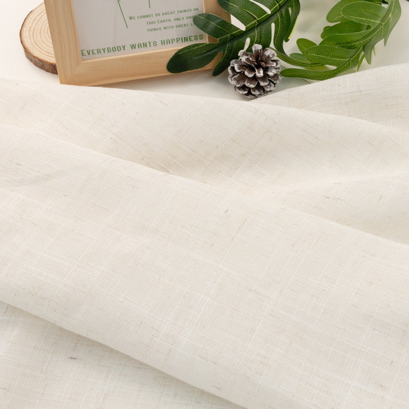 Paire de rideaux semi-transparents en lin, L 52 po x L 84 po, Naturel