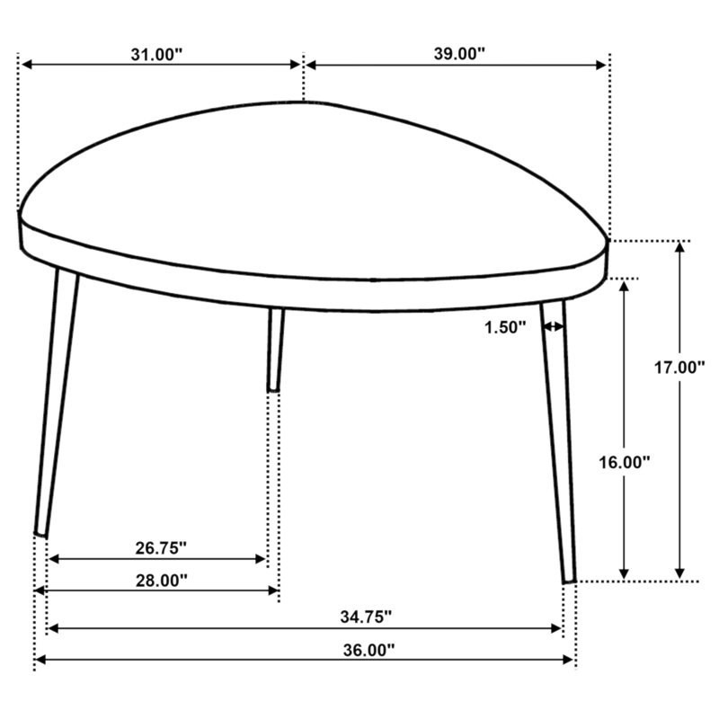 Xander Black 2-Piece Triangular Coffee And End Table Set