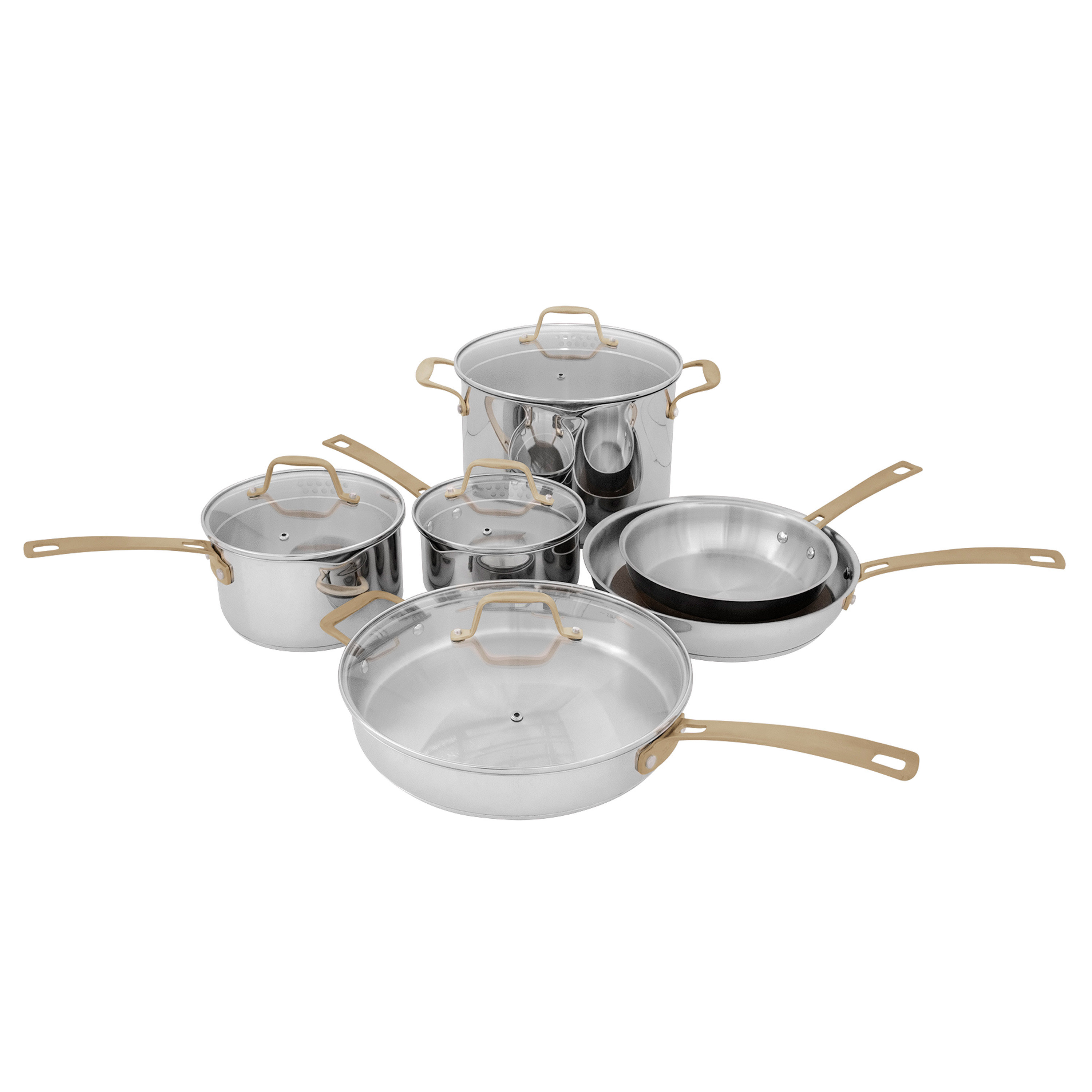 Giro by MasterPRO - 10 PC Tri Ply Clad Cookware Pots and Pans Set