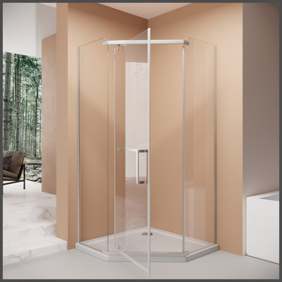 36*36*72" Pivot shower door, with 1/4" (6MM) tempered glass, Frameless Neo-Angle Pivot Shower Enclosure in  for Bathroom Shower Door Chrome(NO INCLUDED Neo-Angle Shower Base )