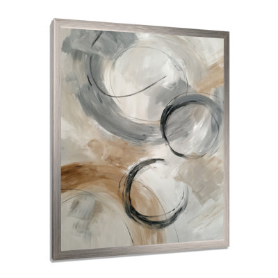 Grey Brown Balance Of Dark Force Harmony - Abstract Collages Wall Art, Grey Contemporary Canvas Print