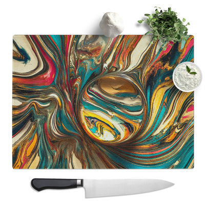 Oil Spill Pattern Vol.3  Glass Chopping Board