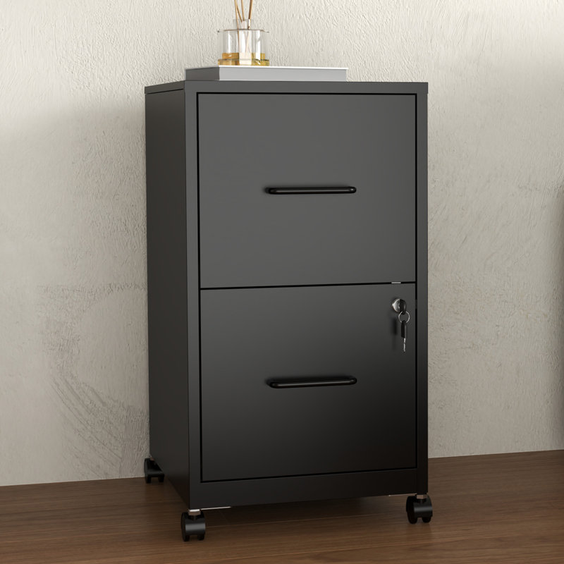 2-Drawer Locking File Cabinet - Sturdy Steel Storage with Rolling Casters for Home Office, Printer Stand, A4/Letter Size