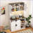 Bar Cabinet, Farmhouse White Buffet with Sliding Barn Door, Storage &amp; USB Ports | Finished MDF | Rustic Coffee Bar Sideboard