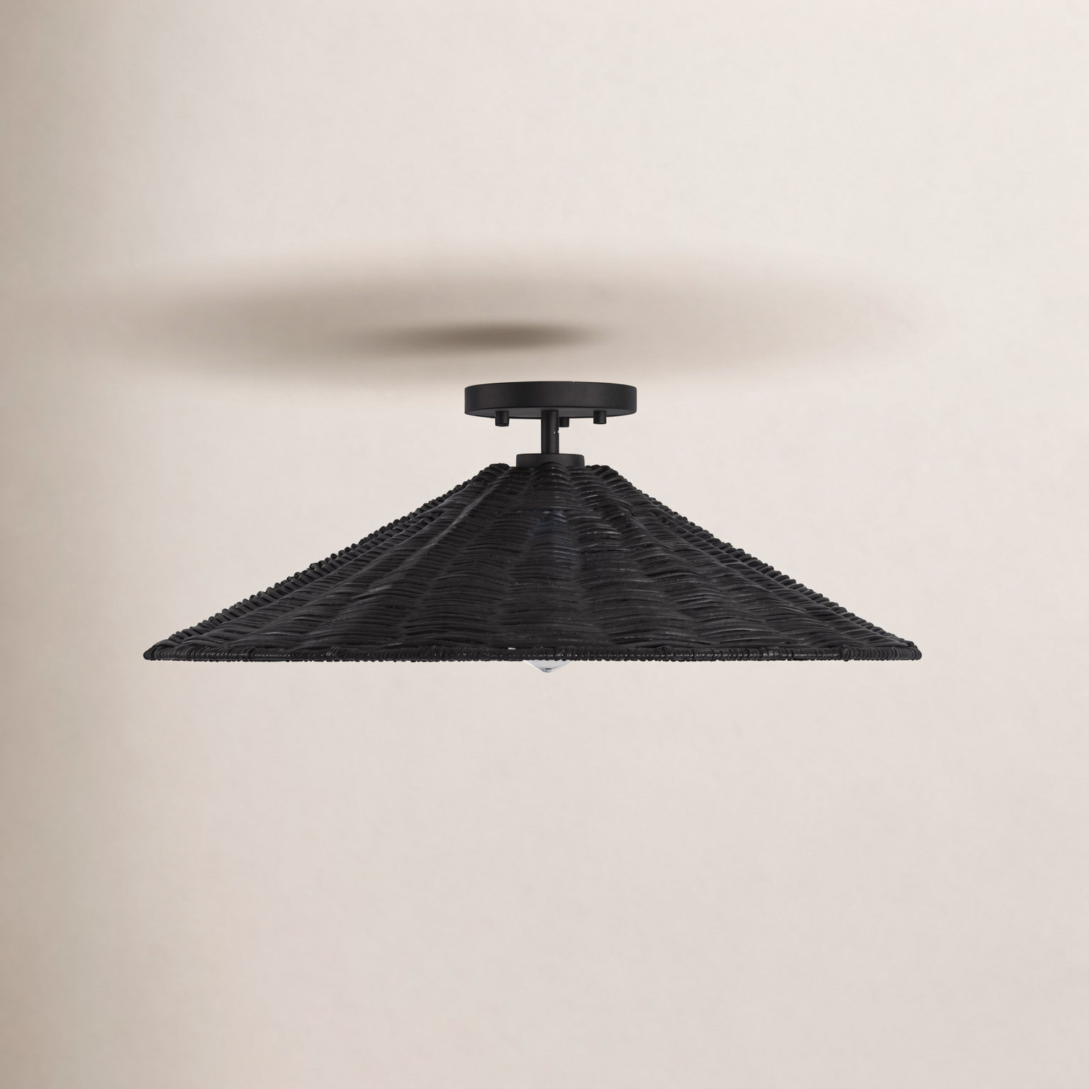 Lilliana Rattan Semi Flush Mount, Matte Black