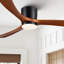 Ventilateur de plafond encastré moderne en bois massif 52 po à DEL avec lumière à intensité variable et télécommande-36406998