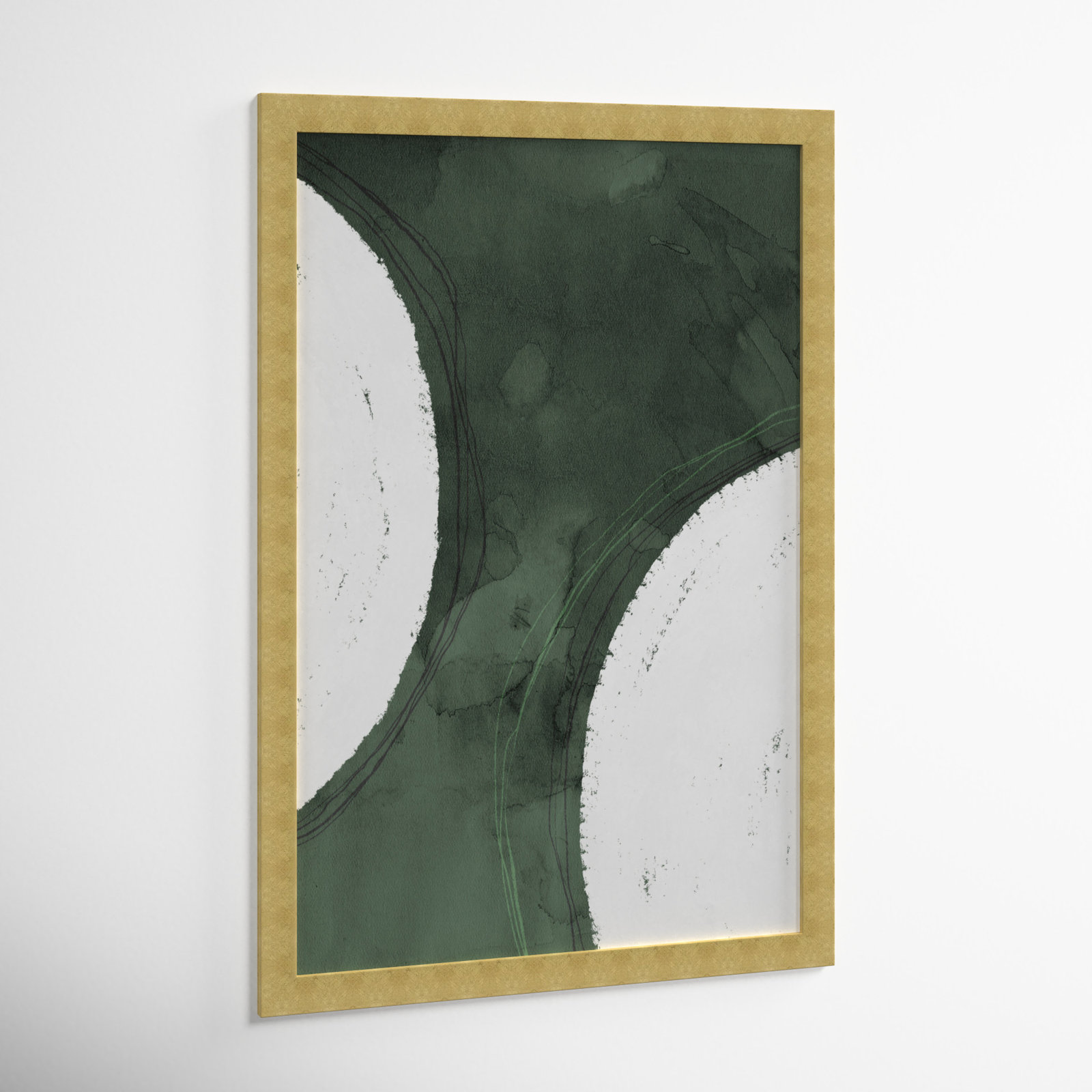 Green Moon Painting by Oliver Gal, 32" H x 22" W x 0.5" D, Gold