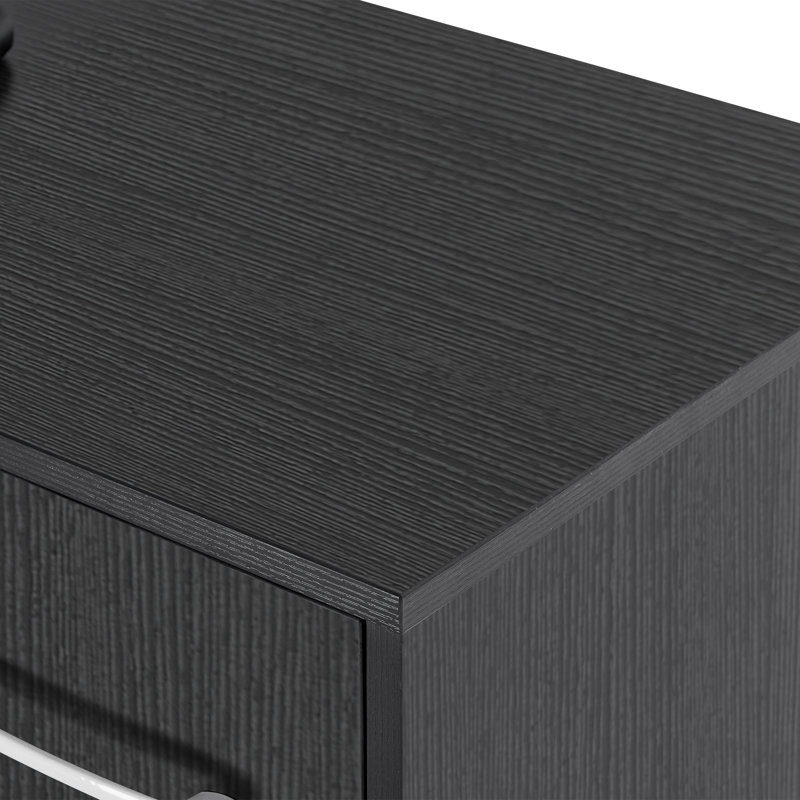 BarberPub L-Shape Nail Desk with Multiple Drawer and Storage Cabinet, Black/Silver