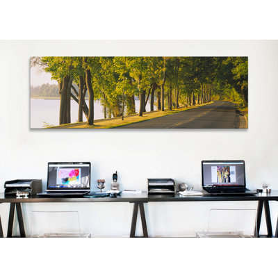Panoramic Trees Along a Road Lake Washington Boulevard Seattle Washington State Photographic Print on Wrapped Canvas