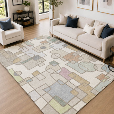 Tapis géométrique de qualité supérieure lavable à la machine Prisco