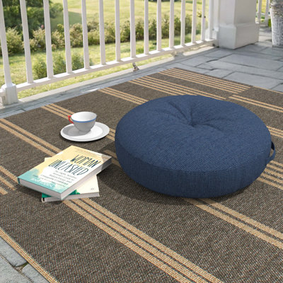 Sunbrella Indoor/Outdoor Floor Pillow, 24 Inch Circular Cushion Cover with Insert